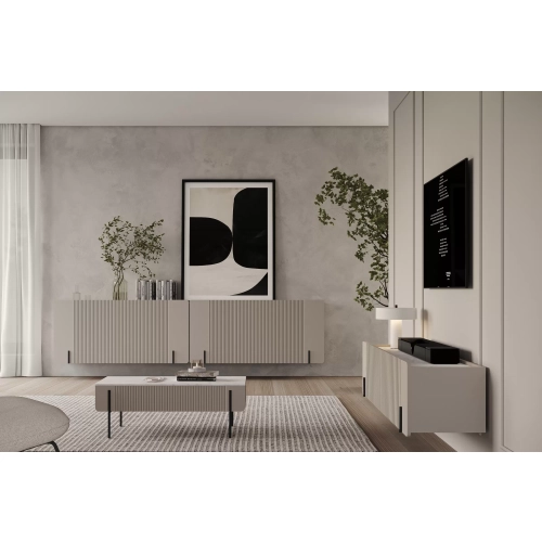 Komoda Malmi 150 cm wisząca - kaszmir / crema bianca / czarny